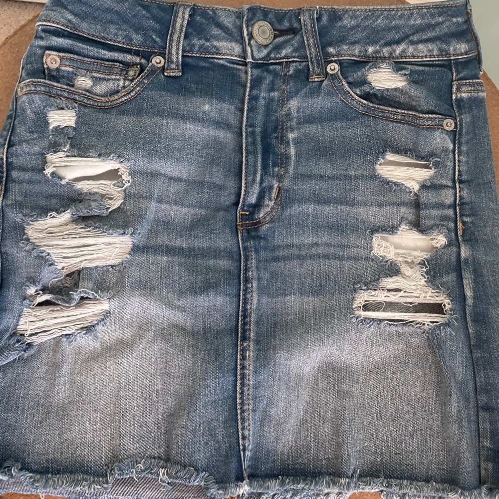 American Eagle Ripped Jean Skirt - Picture 2 of 6